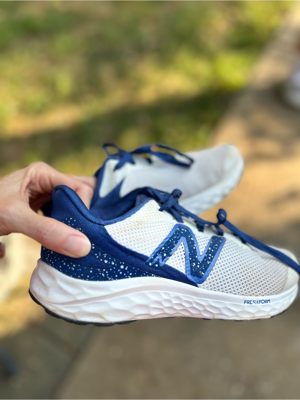 New Balance Kids White and Navy Breathable Fresh Foam Sneakers